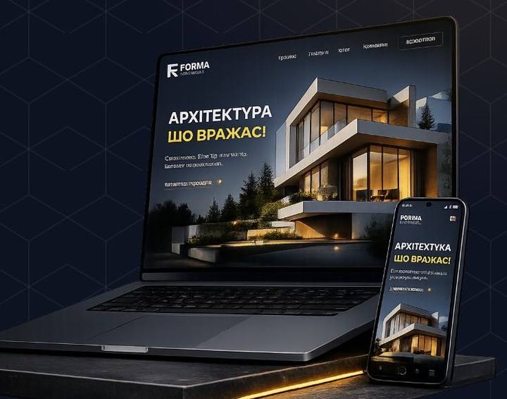 Приклад сайту, створеного BeeTop, на ноутбуці й телефоні